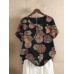 Floral Print O-neck Short Sleeved Summer T-shirts For Women