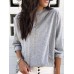 Women Casual Pure Color Long Sleeve T-Shirts