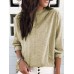 Women Casual Pure Color Long Sleeve T-Shirts