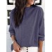 Women Casual Pure Color Long Sleeve T-Shirts