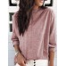 Women Casual Pure Color Long Sleeve T-Shirts