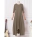 Women Casual Calf Length Side Pocket Irregular Hem Midi Dresses