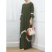 Women Lace Kaftan Tunic Solid Color Ankle Length Casual Midi Dresses