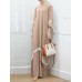 Women Lace Kaftan Tunic Solid Color Ankle Length Casual Midi Dresses