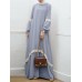 Women Lace Kaftan Tunic Solid Color Ankle Length Casual Midi Dresses