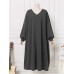 Women Sweatshirt Calf Length Side Fork Loose Solid Midi Dresses