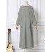 Women Sweatshirt Solid Side Pockets Maxi Length Casual Midi Dresses