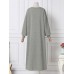 Women Sweatshirt Solid Side Pockets Maxi Length Casual Midi Dresses