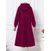 Women Thick Loose Pleat Sweatshirt Calf Length Division Casual Midi Dresses