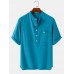 Mens 100% Cotton Solid Short Sleeve Henley Shirts