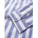 Mens Basic Striped Cotton High Low Hem Stand Collar Casual Long Sleeve Henley Shirts