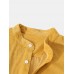 Mens Corduroy Stand Collar Plain Long Sleeve Henley Shirts