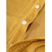 Mens Corduroy Stand Collar Plain Long Sleeve Henley Shirts