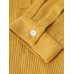 Mens Corduroy Stand Collar Plain Long Sleeve Henley Shirts