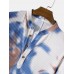 Mens Tie-Dye Waffle Designer Long Sleeve Casual Henley Shirt